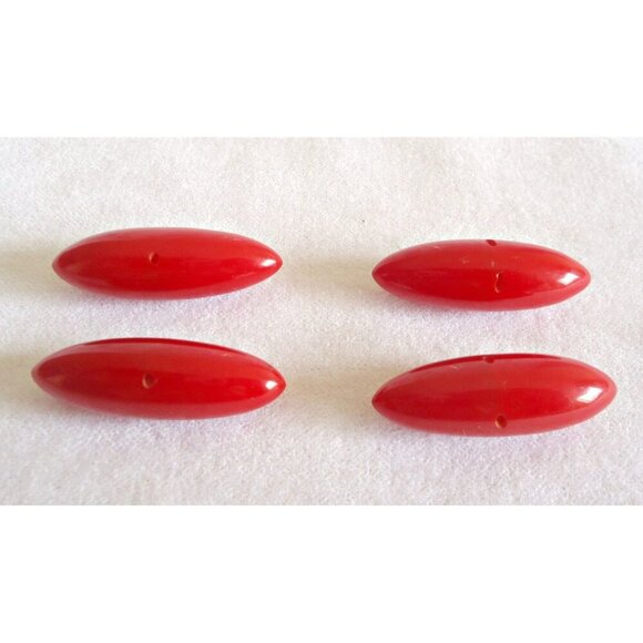 4 Vintage Red Bakelite Barrel Buttons Large Button - Picture 5 of 5